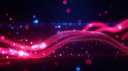 Poster - vibrant abstract background featuring glowing lights and fluid waves creating a dreamy and ethereal 