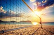 © prapatsorn - Family Beach Volleyball Game, Sunny Day, Bokeh Background, Summer Fun, Sand, Net