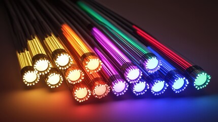 Aufkleber - Colorful Light Tubes in an Artistic Arrangement on Dark Background