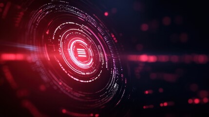 Poster - Striking Red and Black Circular Design with Illuminating Light Emitting from the Center Creating a Bold Abstract Visual