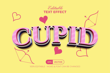 Poster - cupid text effect 3d style. editable text effect pink color.