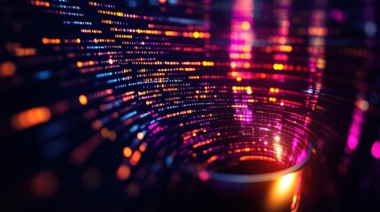 Poster - Vibrant and Luminous Light Tunnel Showcasing a Kaleidoscope of Colors in a Close Up View Creating a Dreamlike Atmosphere