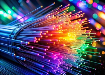Poster - Fiber Optic Splice Machine: High-Speed Internet Connection in Progress - Double Exposure Stock Photo