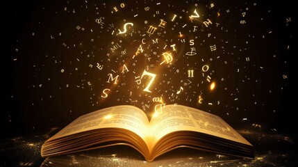 Poster - Magic Book With Glowing Letters