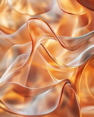 Poster - Abstract orange and white flowing curves with smooth gradients