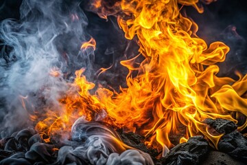 Poster - Fiery Black Canvas: Abstract Smoke and Flame Art Photography