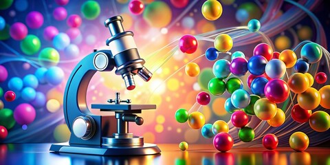 Poster - Free Science Clipart: Bokeh Background with Microscope & Atoms