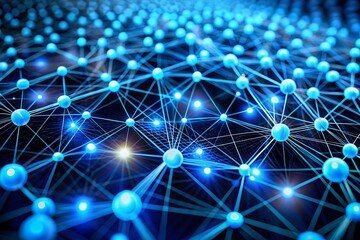 Poster - Futuristic Blue Light Abstract Pattern: Cosmic Network, Tilt-Shift Photography