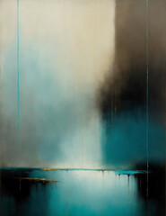 Wall Mural - fountain in the park - abstract turquoise ink background - Generative AI