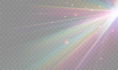 Wall Mural - crystal star. crystal ray light, sun shines rainbow red yellow and blue color. optical fire light ef