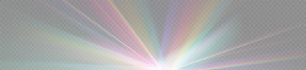 Wall Mural - crystal star. crystal ray light, sun shines rainbow red yellow and blue color. optical fire light ef