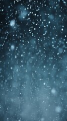 Poster - Rain falling gently, creating ripples, drops, and bubbles on a dark water surface, while a blurred background enhances the tranquil mood of the scene