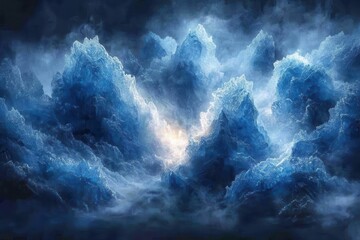 Wall Mural - mesmerizing blue ice crystal formations emerging from pristine arctic landscape during polar twiligh