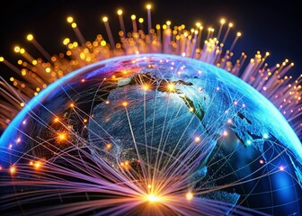 Poster - Global Network: Low Light Digital Connections, Worldwide Telecommunications