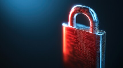 Poster - Vivid Red Padlock Set Against a Deep Black Background Symbolizing Security Privacy and Protection in a Minimalistic Style