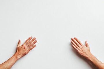 Poster - hands positioned symmetrically on light gray background with ample empty space for text and design e