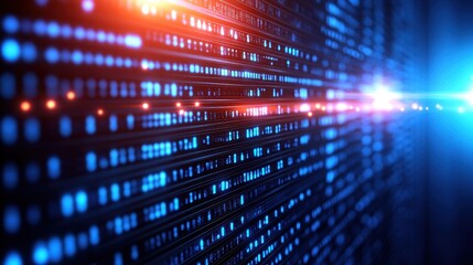 Poster - Mysterious Server Illuminated by Glowing Light Emitting from Its Core Creating an Intriguing Tech Atmosphere at Night