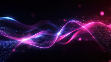 Poster - Vibrant Abstract Background Featuring Glowing Lines and Dots in a Dynamic Composition Evoking Energy and Modernity