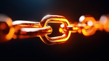 Poster - Glistening Metal Chain Illuminated by Soft Light Creating Intriguing Shadows and Highlights in an Artistic Composition