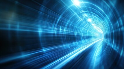 Poster - Illuminated Tunnel with Dynamic Light Streaks Creating a Futuristic Atmosphere Evoking Mystery and Intrigue in Motion
