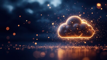 Poster - Ethereal Cloud with Radiant Glowing Light Emanating from Its Center Creating a Mystical and Dreamlike Atmosphere