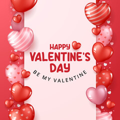 Wall Mural - happy valentine's day with heart elements. vector illustration