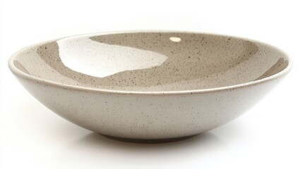 Gray Speckled Ceramic Bowl on White Background