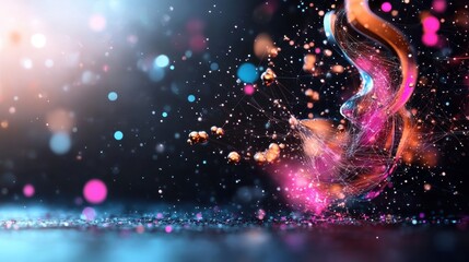 Poster - Vibrant Abstract Background Featuring Colorful Lights and Shimmering Particles Creating a Dynamic and Energetic Atmosphere