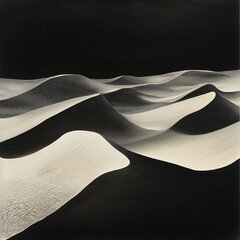 Aufkleber - Black and white desert dunes with abstract light and shadow play