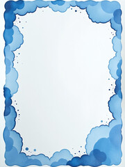 Aufkleber - A Generative Ai Creates A Blue Watercolor Splash On A White Paper With A Rounded Pattern Frame And Textured Background. 00003