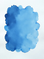 Aufkleber - A Generative Ai Creates A Blue Watercolor Splash On A White Paper With A Rounded Pattern Frame And Textured Background. 00002