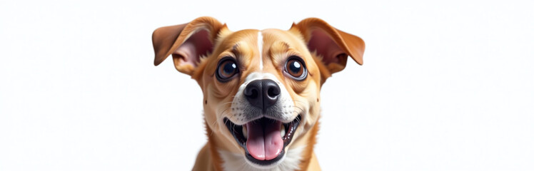 Aufkleber - A Funny Dog With Huge Eyes Is Surprised And Isolated Against A White Background In This Portrait Generated By Ai. 00003