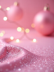 Aufkleber - A Festive Holiday Background Banner Features Soft Pink Glitter With Defocused Abstract Patterns Amidst Twinkling Lights. 00001