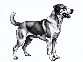 Poster - A Dog Is Depicted In A Black And White Graphic Image, Isolated Against A Plain White Background For Emphasis. 00003