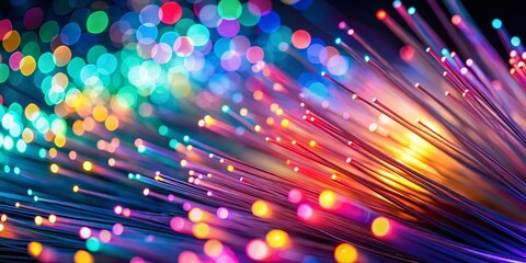 Poster - High-Speed Fiber Optic Network, Colorful Bokeh Lights, Futuristic Technology