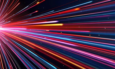 Wall Mural - high-speed light trail animation with red and blue motion trails, showcasing fast movement and cutti