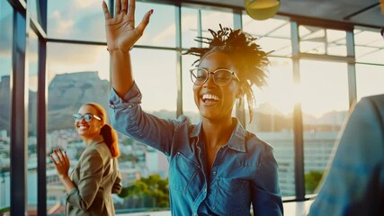 Wall Mural - The Smiling Businesswomen in Office