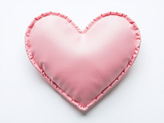 Poster - A Delicate Pink Heart Made From Fabric Patches Is Isolated Against A Clean White Background For A Soft Romantic Look. 00003