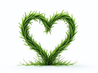 Poster - A Delicate Heart Shape Made From Intricately Braided Grass Stands Alone In A Clean White Background Scene. 00001