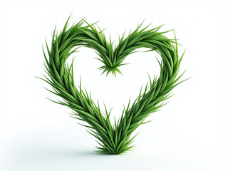 Poster - A Delicate Heart Shape Made From Intricately Braided Grass Stands Alone In A Clean White Background Scene. 00002