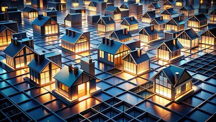 Poster - Illuminated City Grid: Abstract Urban Landscape Photography
