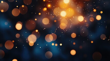 Aufkleber - Warm glowing bokeh lights creating a magical atmosphere in a dark setting with a festive and serene ambiance.
