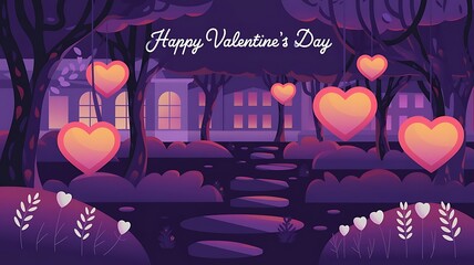 Wall Mural - Couple holding heart-shaped balloons celebrating Valentine's Day with sweet message