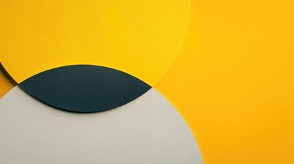Aufkleber - Abstract design featuring overlapping geometric shapes in bright yellow tones against a minimalistic background for creative projects and aesthetics.