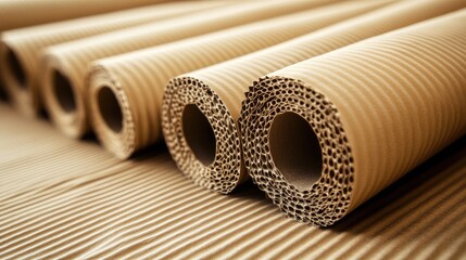 Aufkleber - Rolled cardboard texture material in a close-up view showcasing layered patterns and natural neutral colors excellent for backgrounds and designs