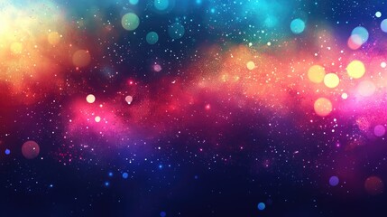 Aufkleber - Vibrant bokeh festive lights background with abstract colorful defocused dots and soft focus for joyful celebrations and creative designs