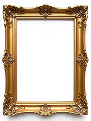 Aufkleber - A Classic Antique Gold Frame Sits Isolated Against A White Background With Transparent Png Image For Versatile Use. 00002
