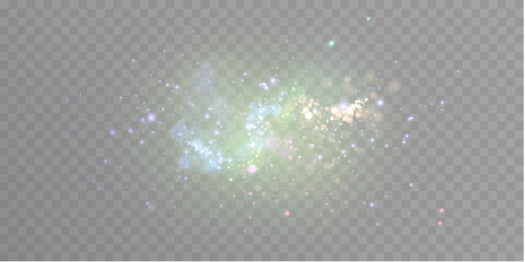 Poster - Magical golden cloud of glitter dust. Fine, shiny bokeh glitter particles and fine bright dust. Christmas golden glow effect on transparent PNG background.