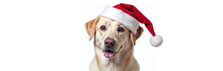 Aufkleber - A Christmas Dog Is Isolated On A White Background Wearing A Red Santa Hat With A Transparent Png Image. 00001