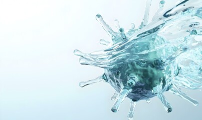 Poster - Vibrant Watercolor Virus Cell, A detailed depiction of a colorful virus cell, showcasing intricate structures and fluid movement in a dynamic setting.